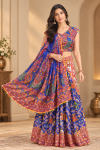 D No 210 By St Chinon Silk Patola With Peacock Printed Saree